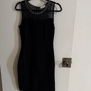Calvin Klein Black Beaded Neck Mini Dress